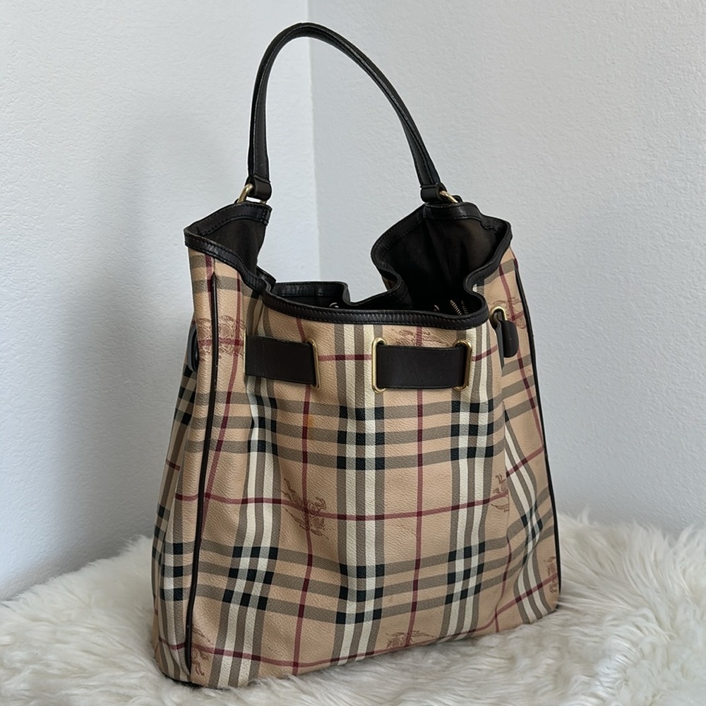 💯Authentic BURBERRY Haymarket Check Medium Walden Belted Hobo Bag🍀 - Picture 6 of 17